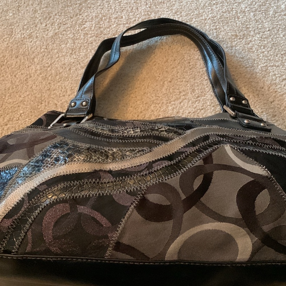 Rosetti Black,Silver And Gray Patchwork Handbag W… - image 2
